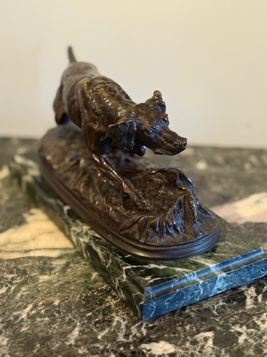 Sculpture. Chien épagneul " Sultan ".Pierre -Jules Mêne ( 1810-1879 ) . -photo-1