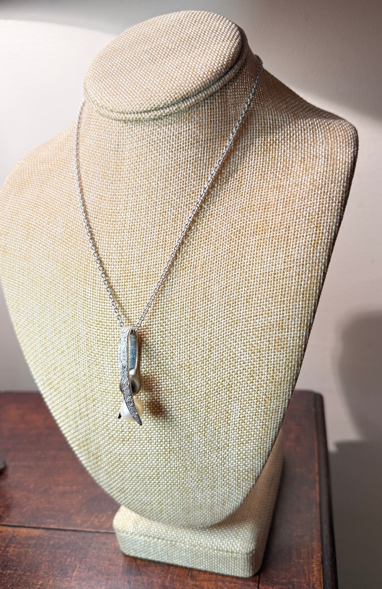 Necklace In White Gold, Tahitian Pearls And Diamonds. -photo-3