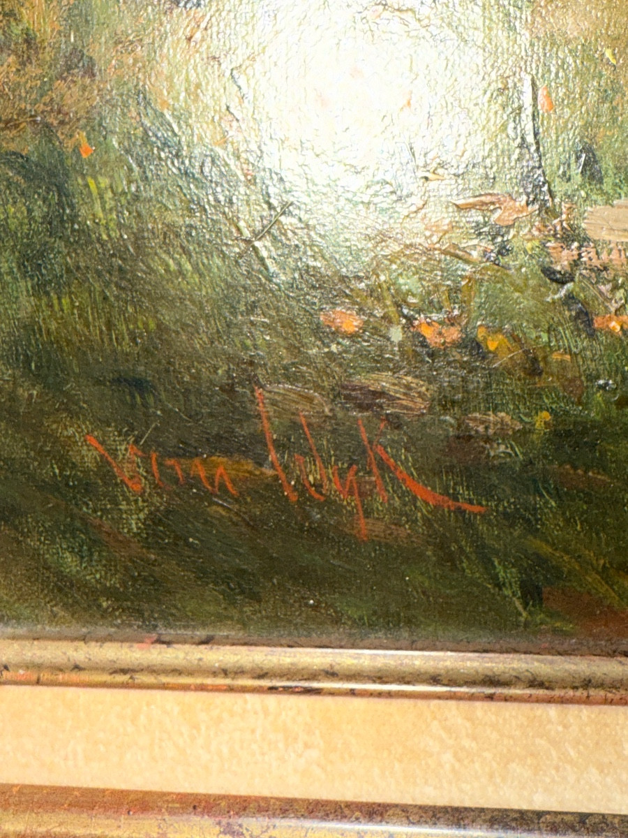 Henry Van Wyk (1833-1889). Oil On Canvas "the Donkey At The Gate". -photo-1