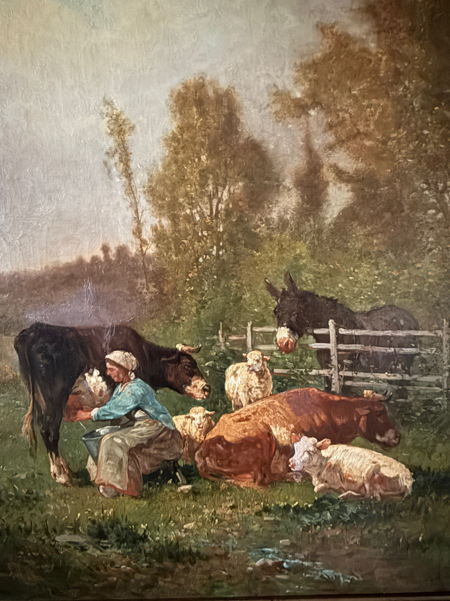 Henry Van Wyk (1833-1889). Oil On Canvas "the Donkey At The Gate". 