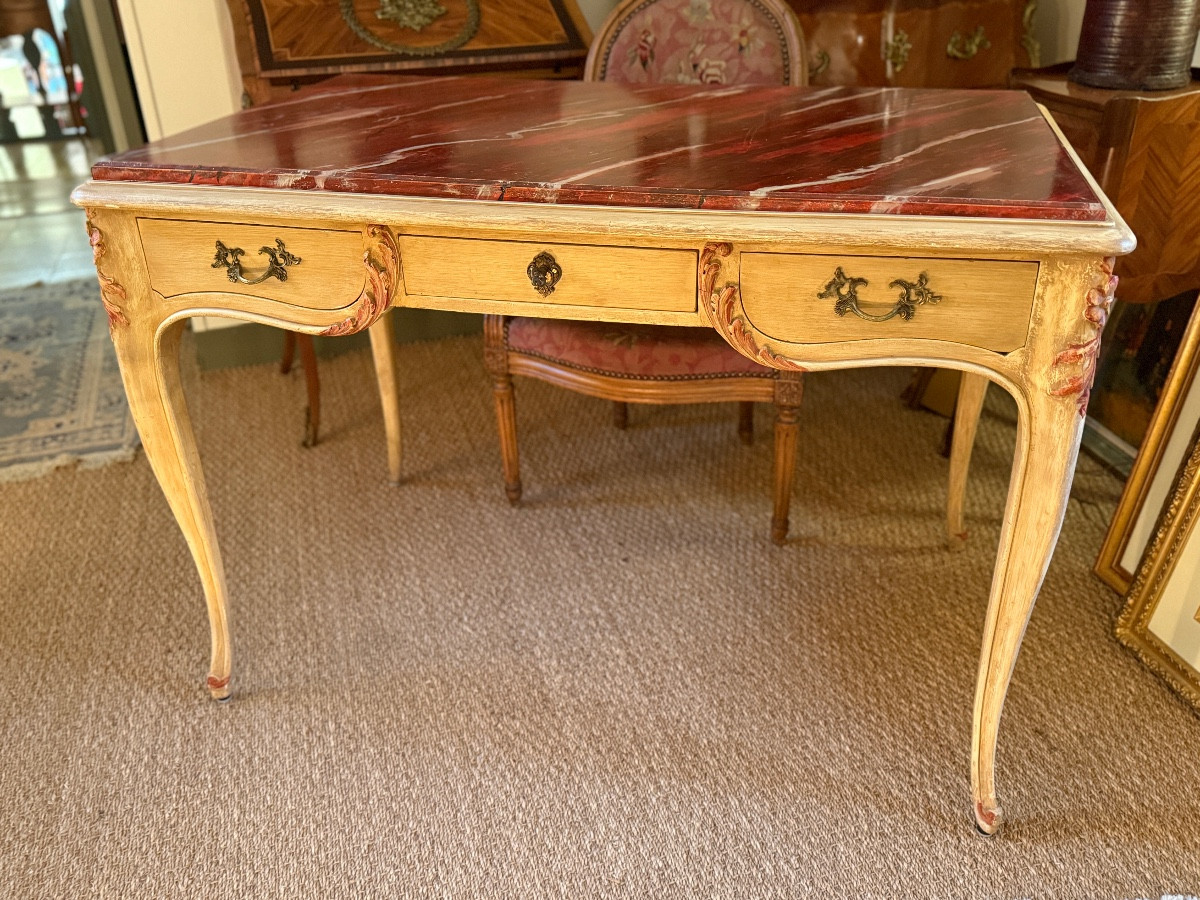 Bureau peint de style Louis XV. -photo-4
