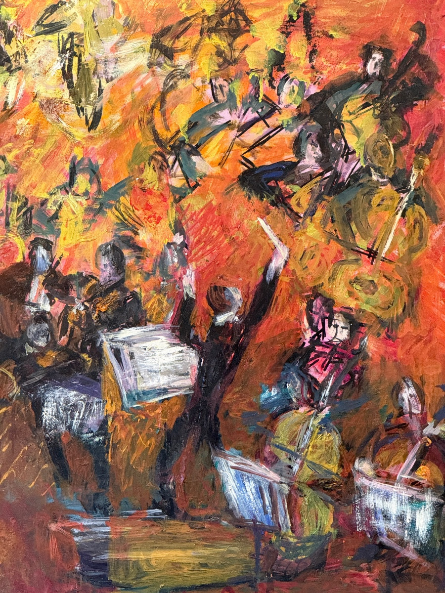 Dodonne BARTHALOT ( 1887-1954 ) huile sur panneau orchestre " Allegro ". -photo-2