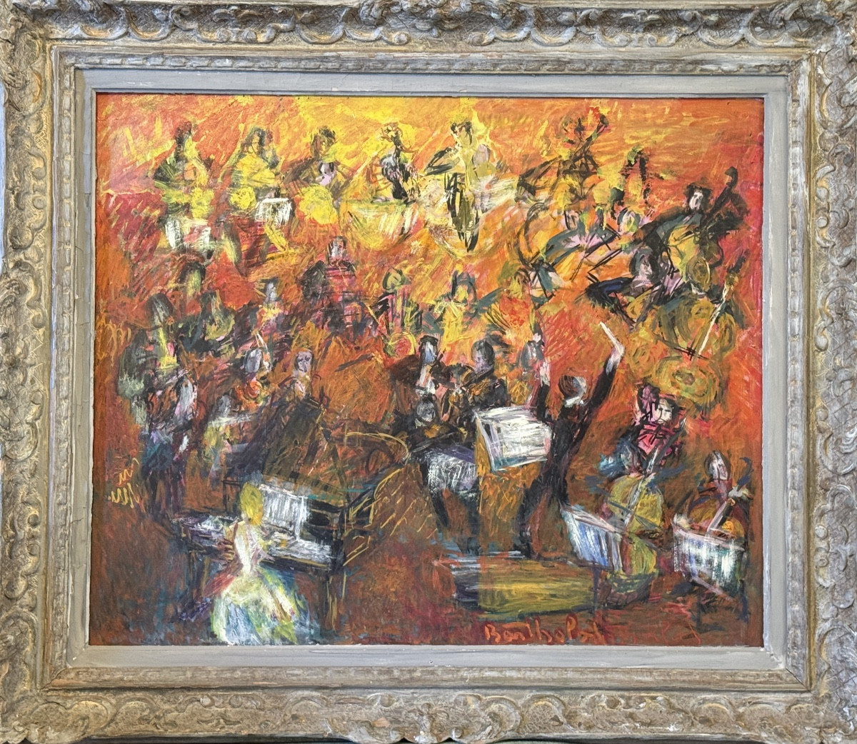 Dodonne BARTHALOT ( 1887-1954 ) huile sur panneau orchestre " Allegro ". 