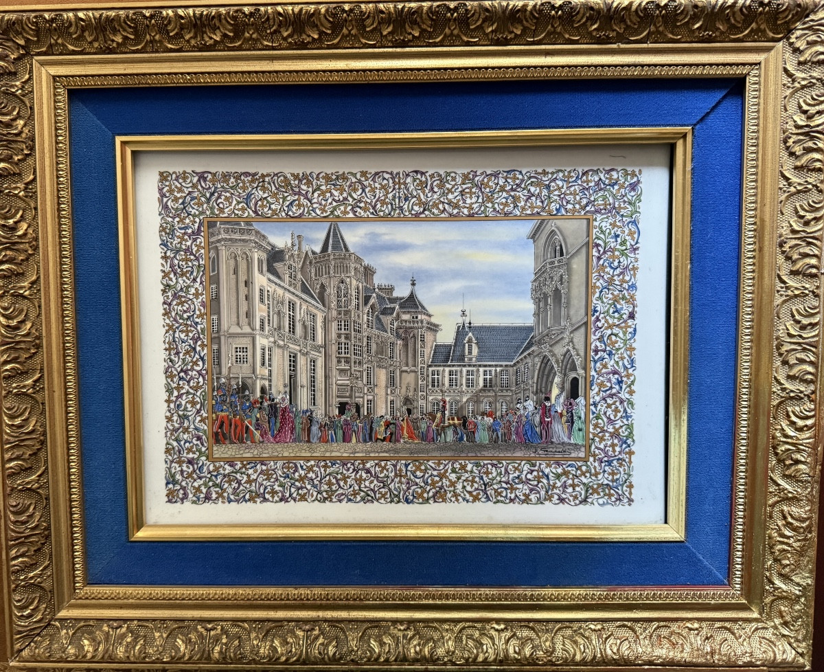 The Loire Valley Castles. Three Porcelain Plaques Signed Jean Gradassi. -photo-2