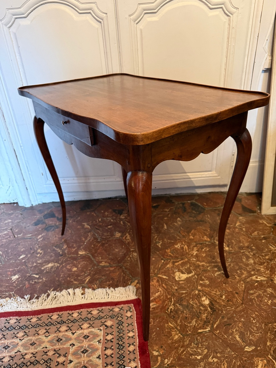 Cabaret Table In Natural Wood, From The 19th Century. -photo-2