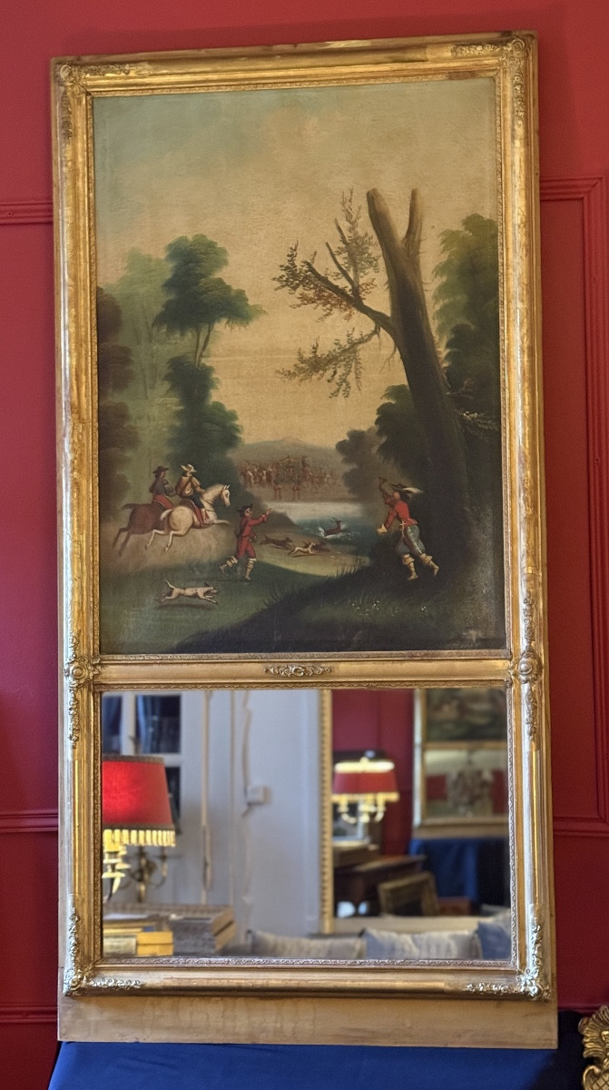 19th Century Trumeau. Scene Of A Hunt. 