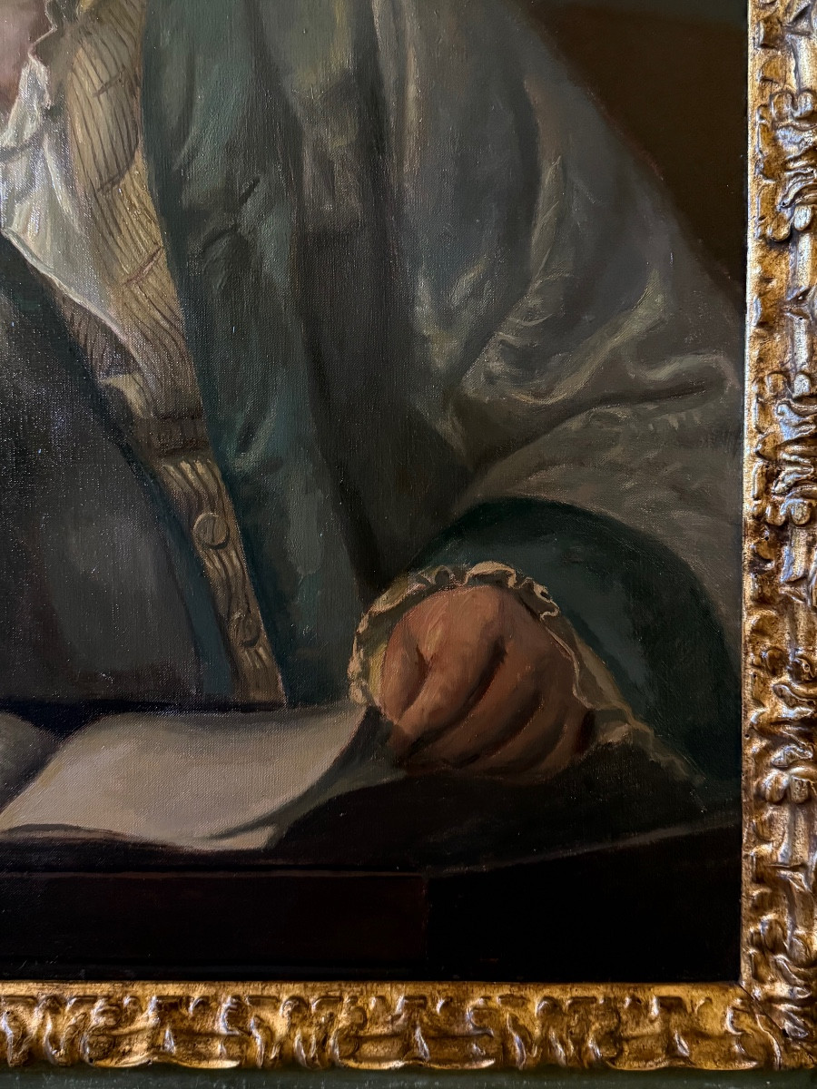 Oil Painting Depicting A Portrait Of A Scholar During The Reign Of Louis XVI. -photo-1