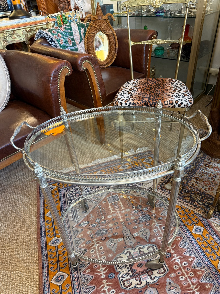 Oval Rolling Table In Neo-classical Style. Baguès Company. -photo-2