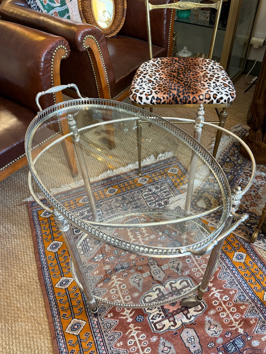 Oval Rolling Table In Neo-classical Style. Baguès Company. -photo-3