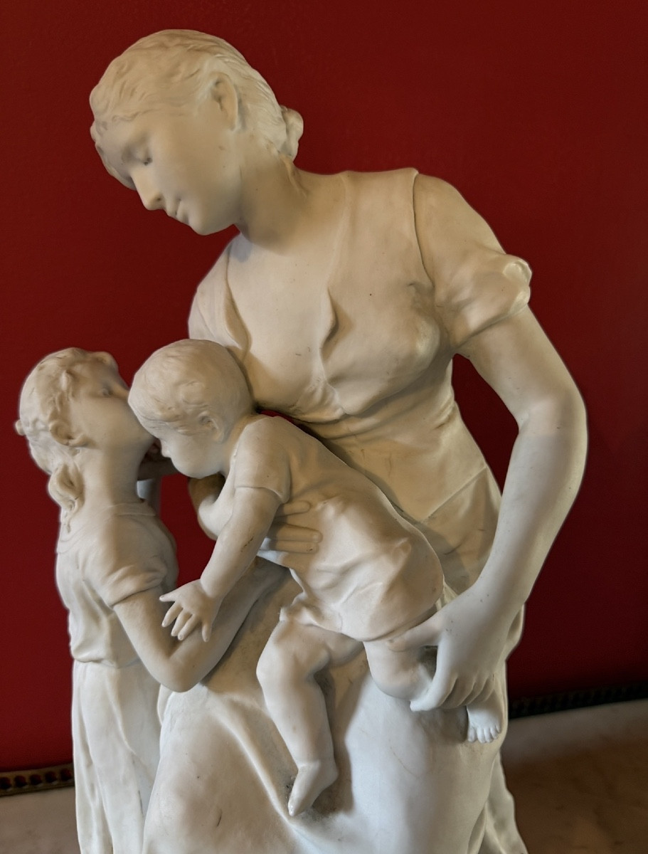 Biscuit " La maternité " attribué à Paul Dubois ( 1829- 1905 ). -photo-3