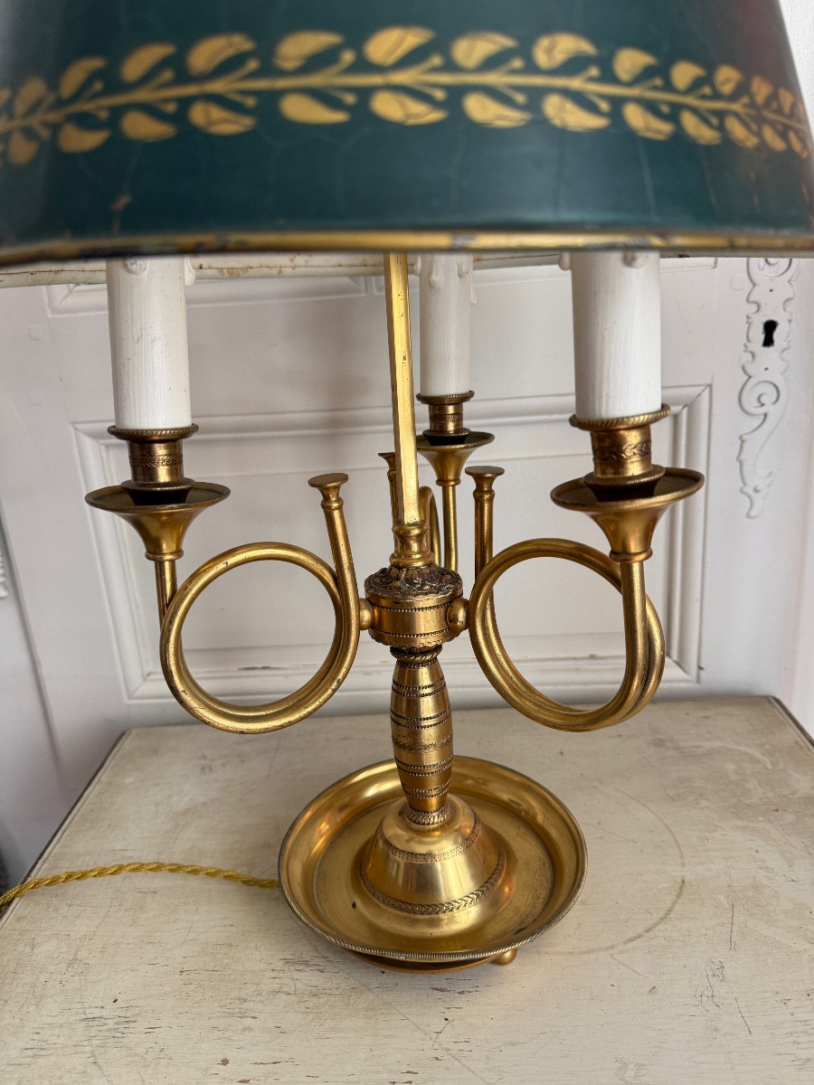 Bouillotte Lamp With Hunting Horns.-photo-2