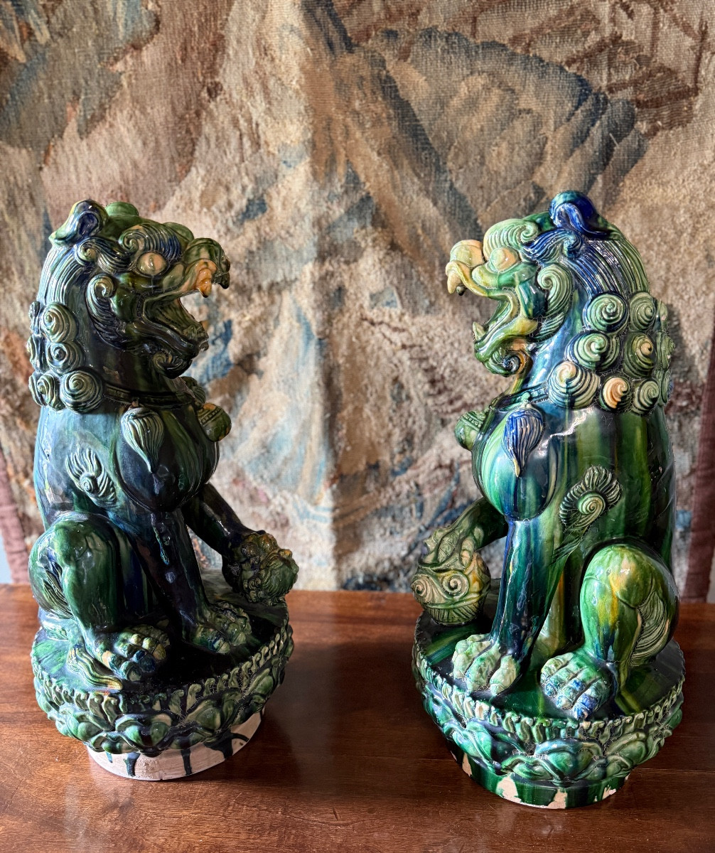 Paire de grands chiens de FÔ Chinois. -photo-1