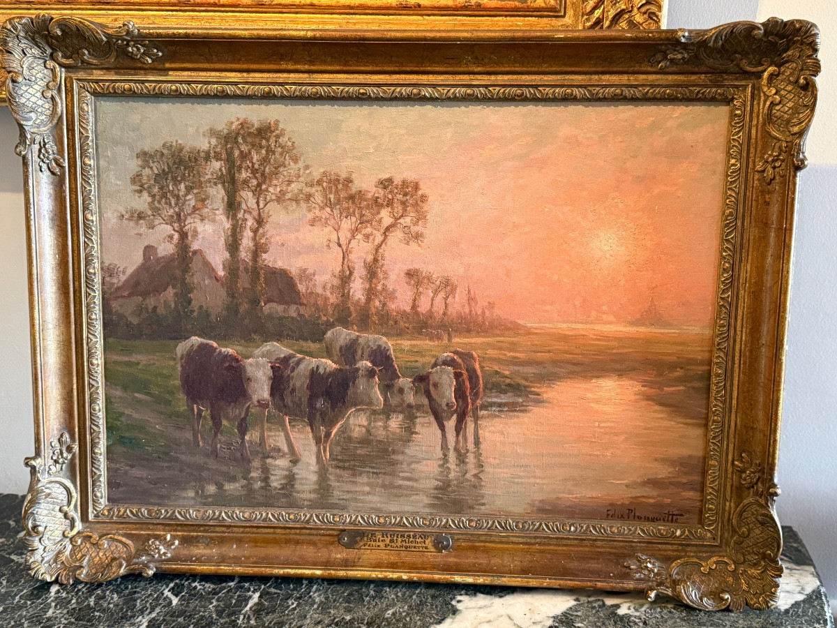 Félix Planquette.  Cows In The Bay Of Mont Saint Michel.-photo-2