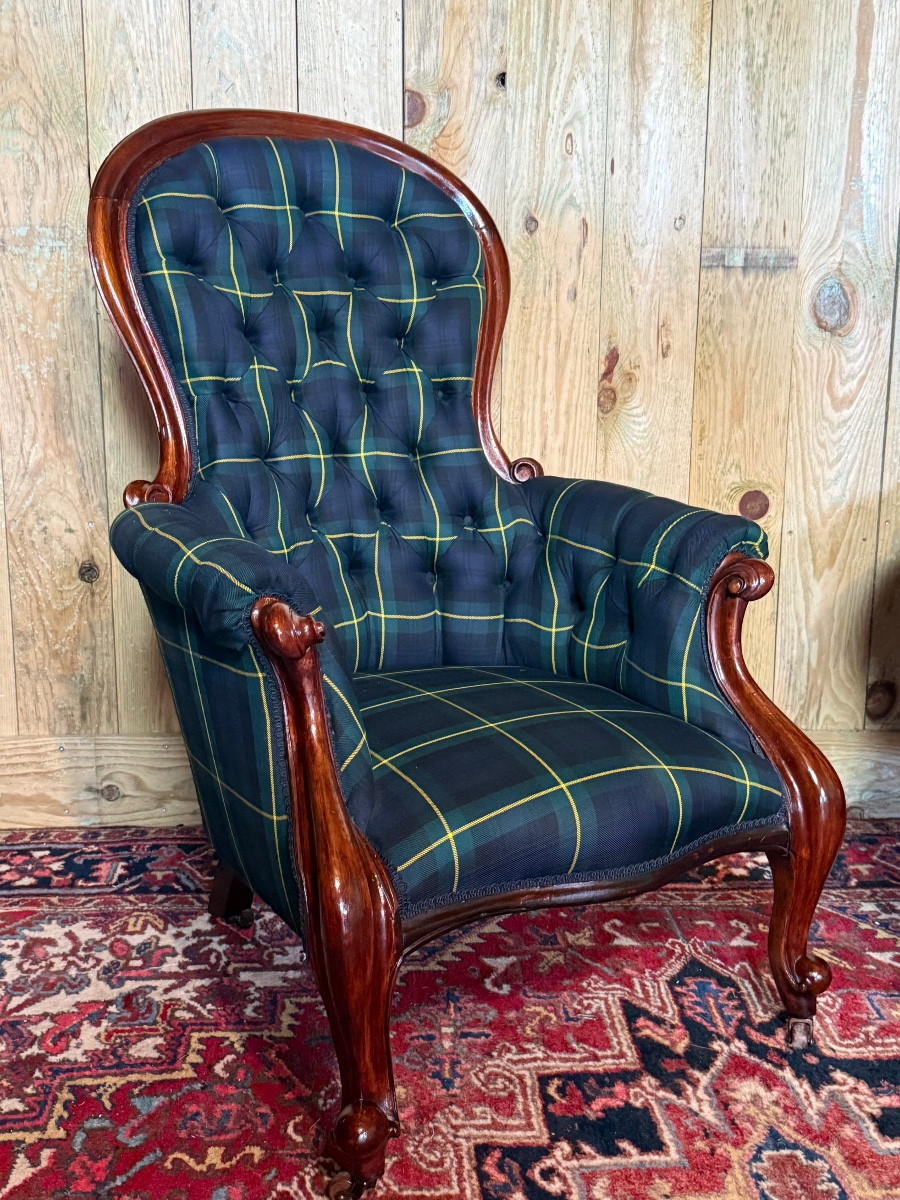 Pair Of Napoleon III Period Mahogany Armchairs.-photo-2