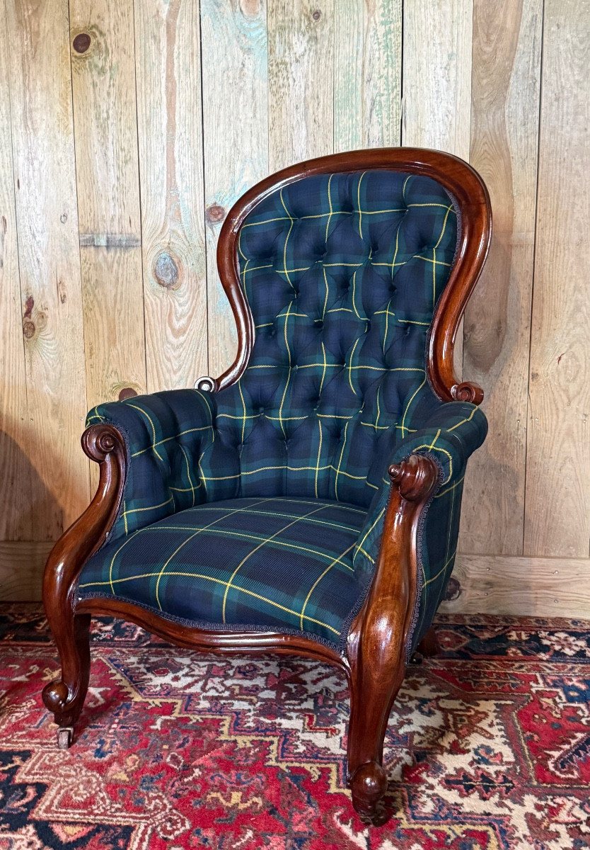 Pair Of Napoleon III Period Mahogany Armchairs.-photo-3