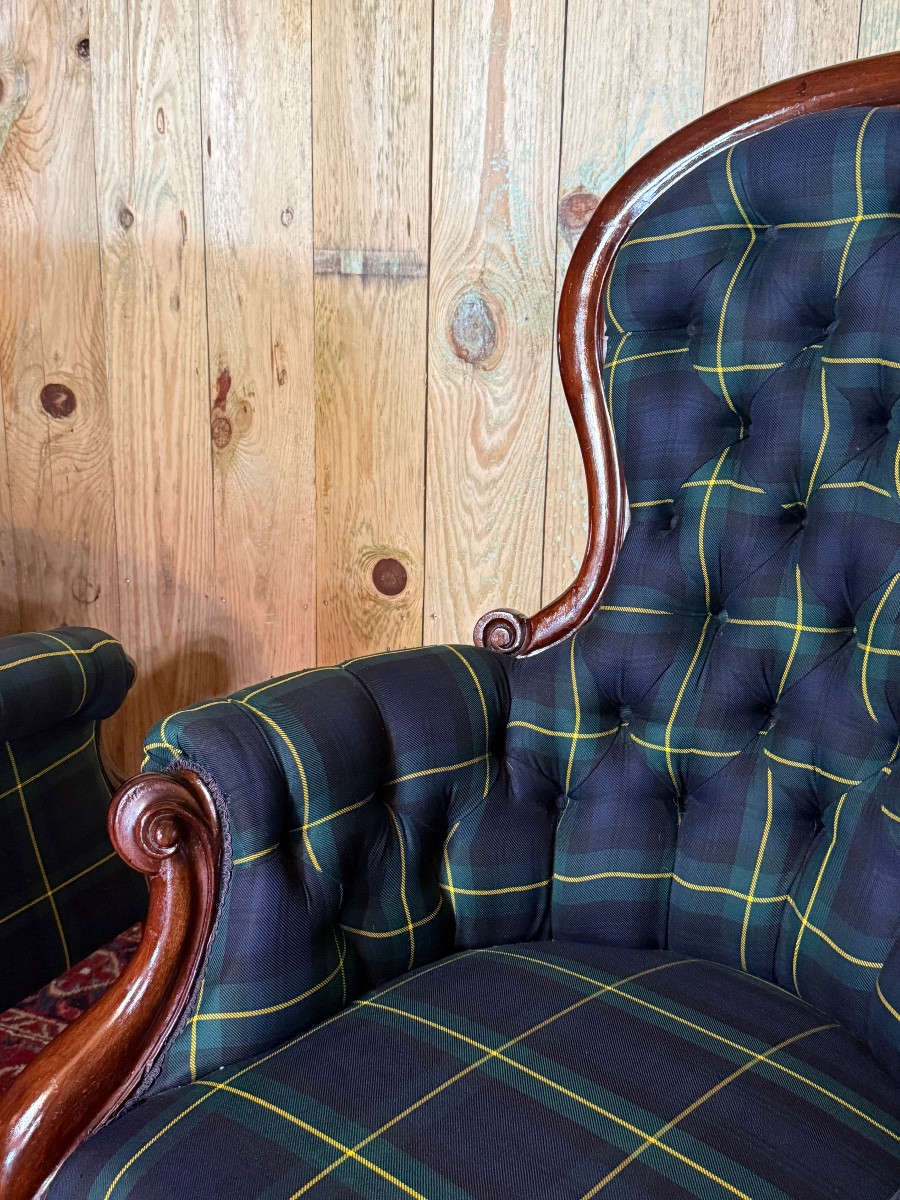 Pair Of Napoleon III Period Mahogany Armchairs.-photo-4