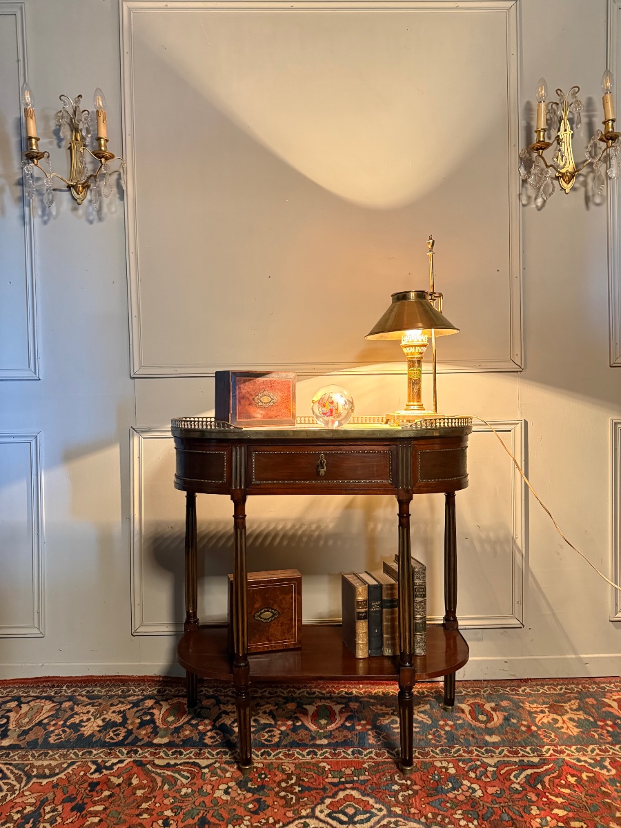 Louis XVI Period Mahogany Half-moon Console.-photo-3