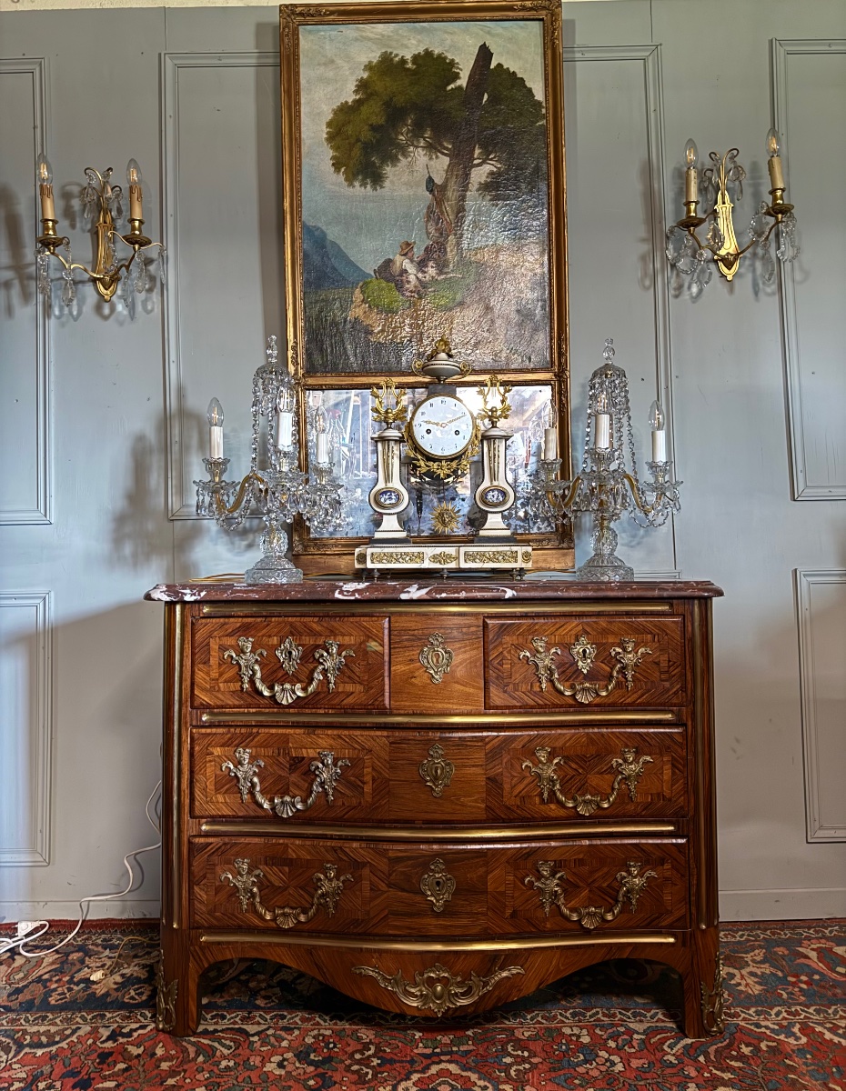 Commode de style Régence en marqueterie. -photo-4
