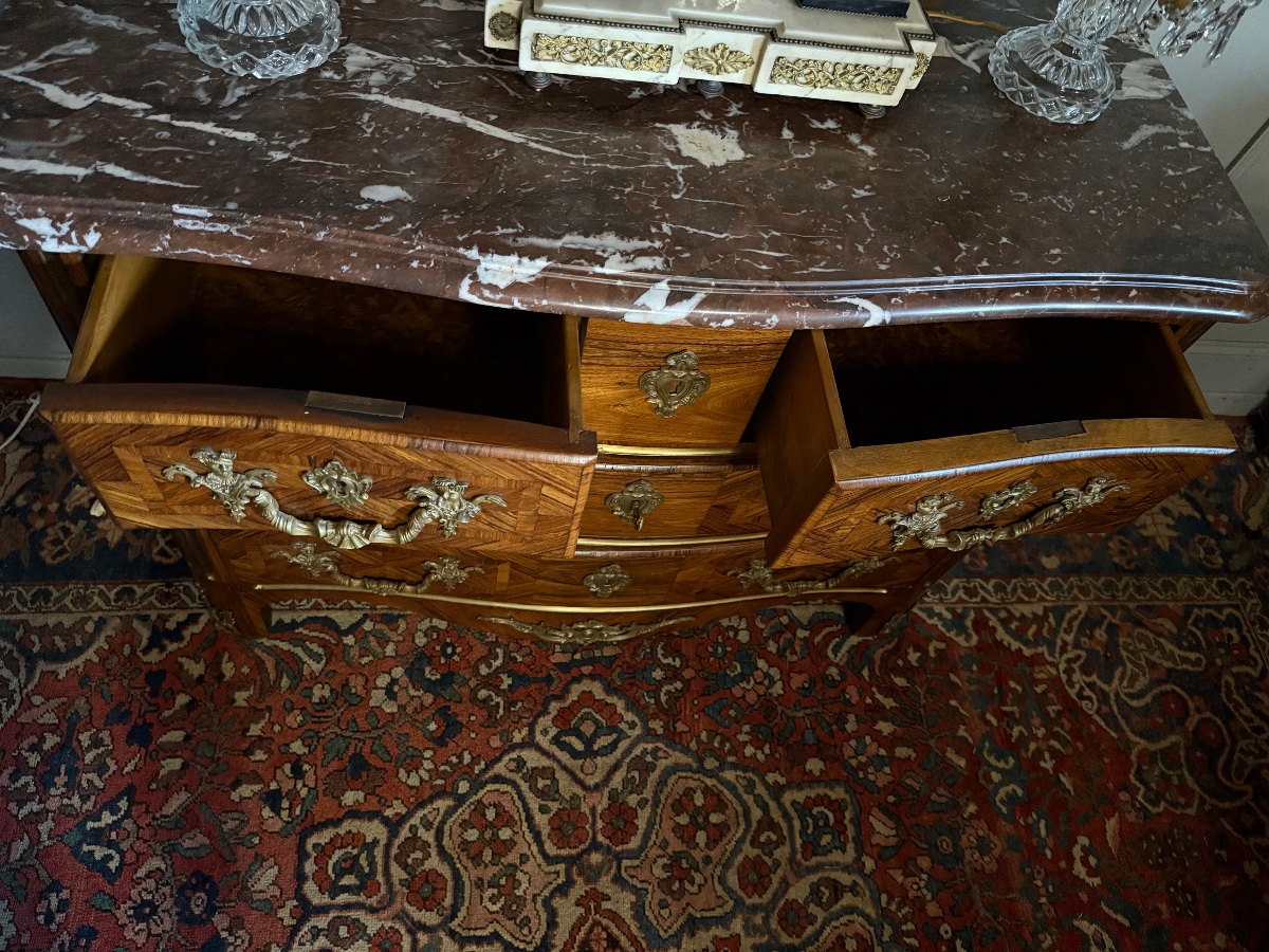 Commode de style Régence en marqueterie. -photo-6