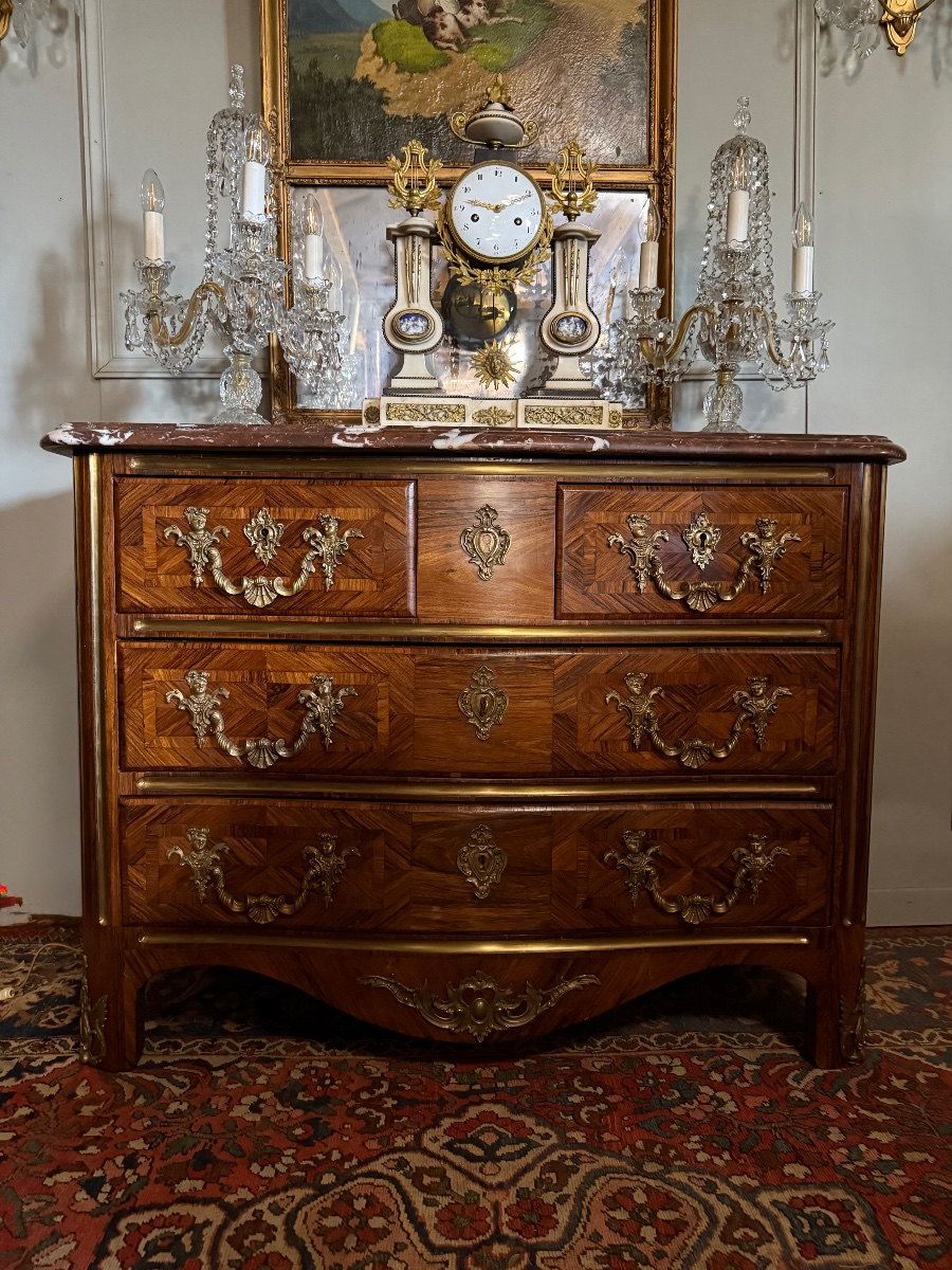 Commode de style Régence en marqueterie. -photo-7
