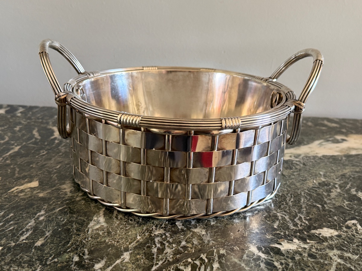 Planters / Centerpieces: Silver-plated Metal Wickerwork. -photo-4