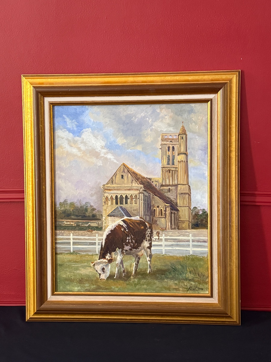 The Church In Hermanville-sur-mer, Normandy. Oil On Canvas. -photo-1