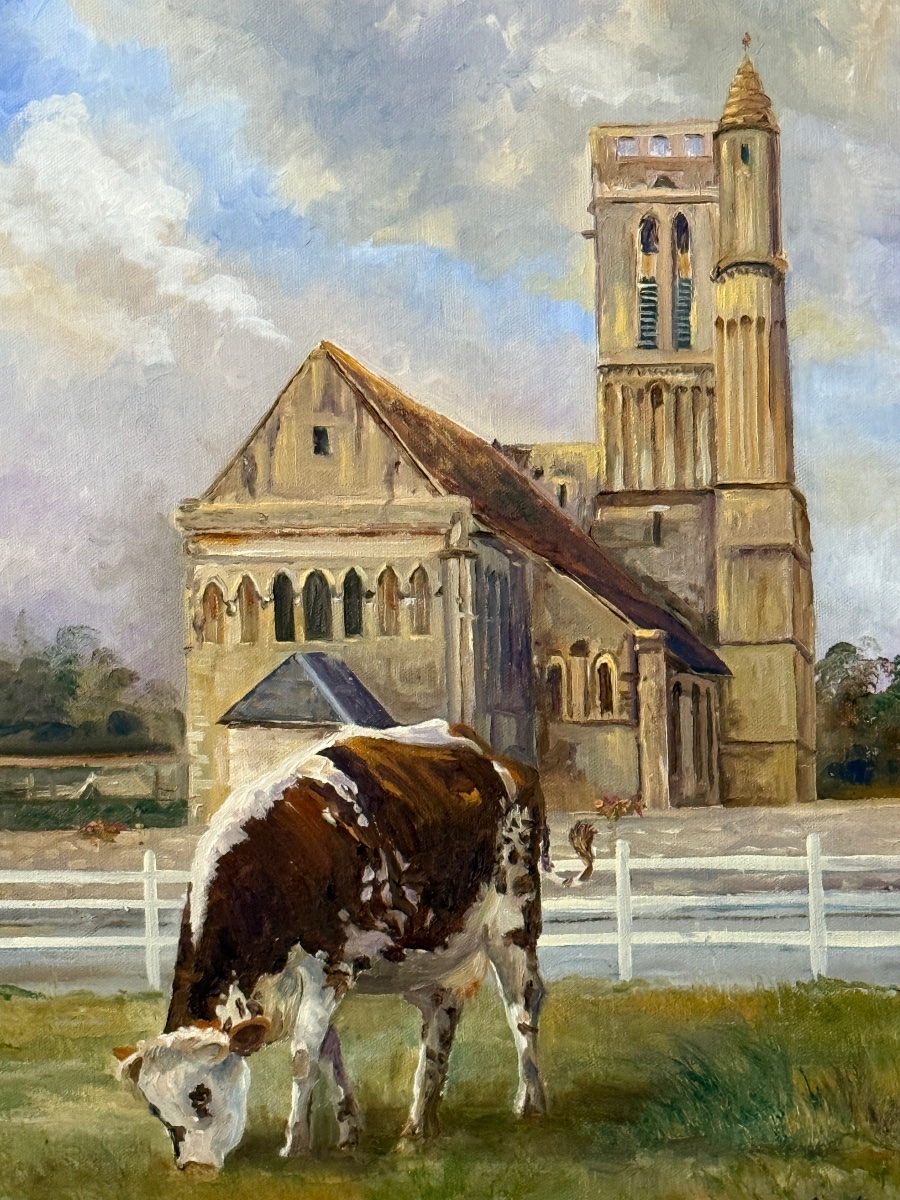 The Church In Hermanville-sur-mer, Normandy. Oil On Canvas. -photo-2