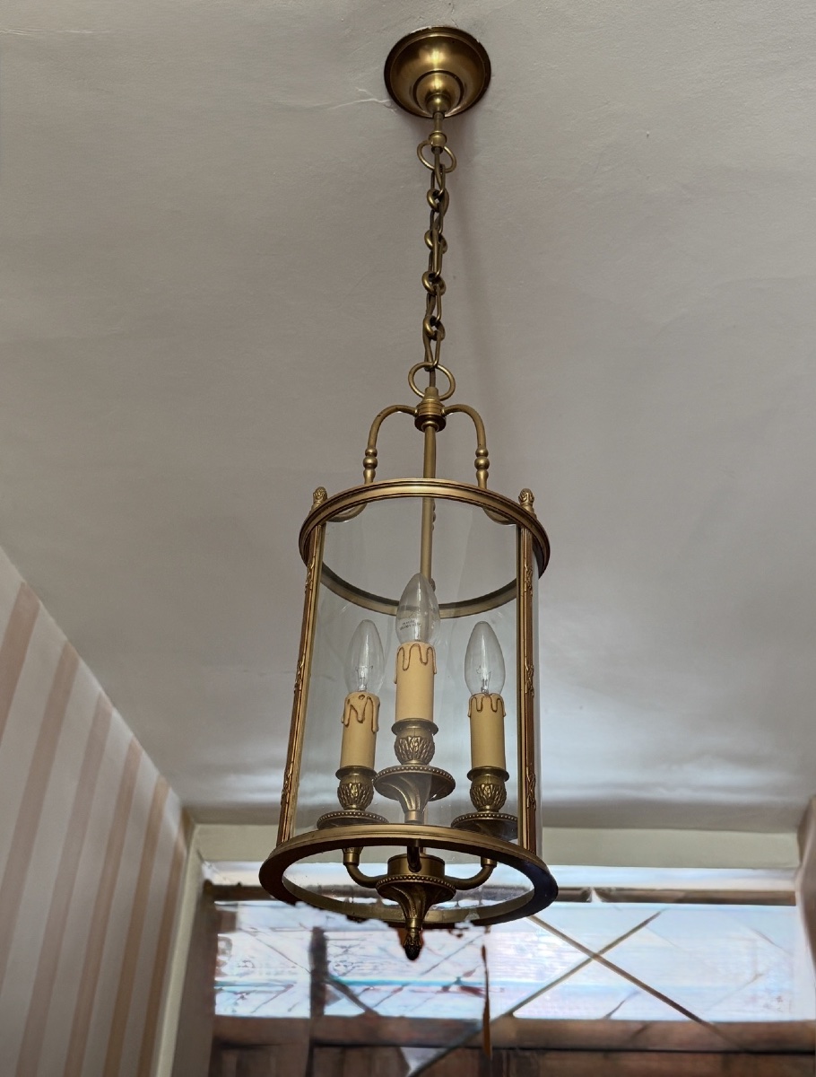 A Pair Of Gilded Bronze Hallway Lanterns. -photo-2
