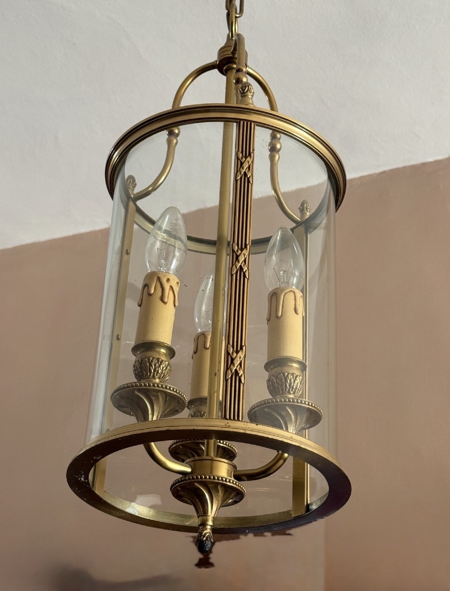 A Pair Of Gilded Bronze Hallway Lanterns. 