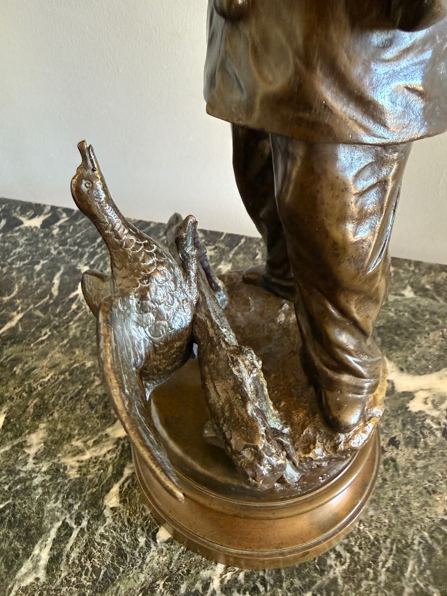 Bronze Sculpture Titled "pierrot Playing With His Duck" By Belgian Sculptor Ernest Wante (1872–1960). -photo-2
