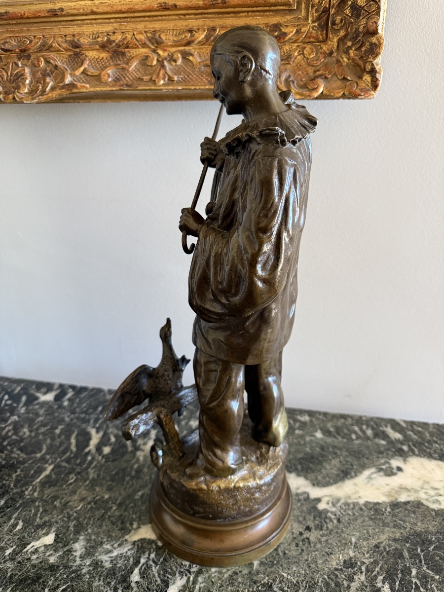 Bronze Sculpture Titled "pierrot Playing With His Duck" By Belgian Sculptor Ernest Wante (1872–1960). -photo-7