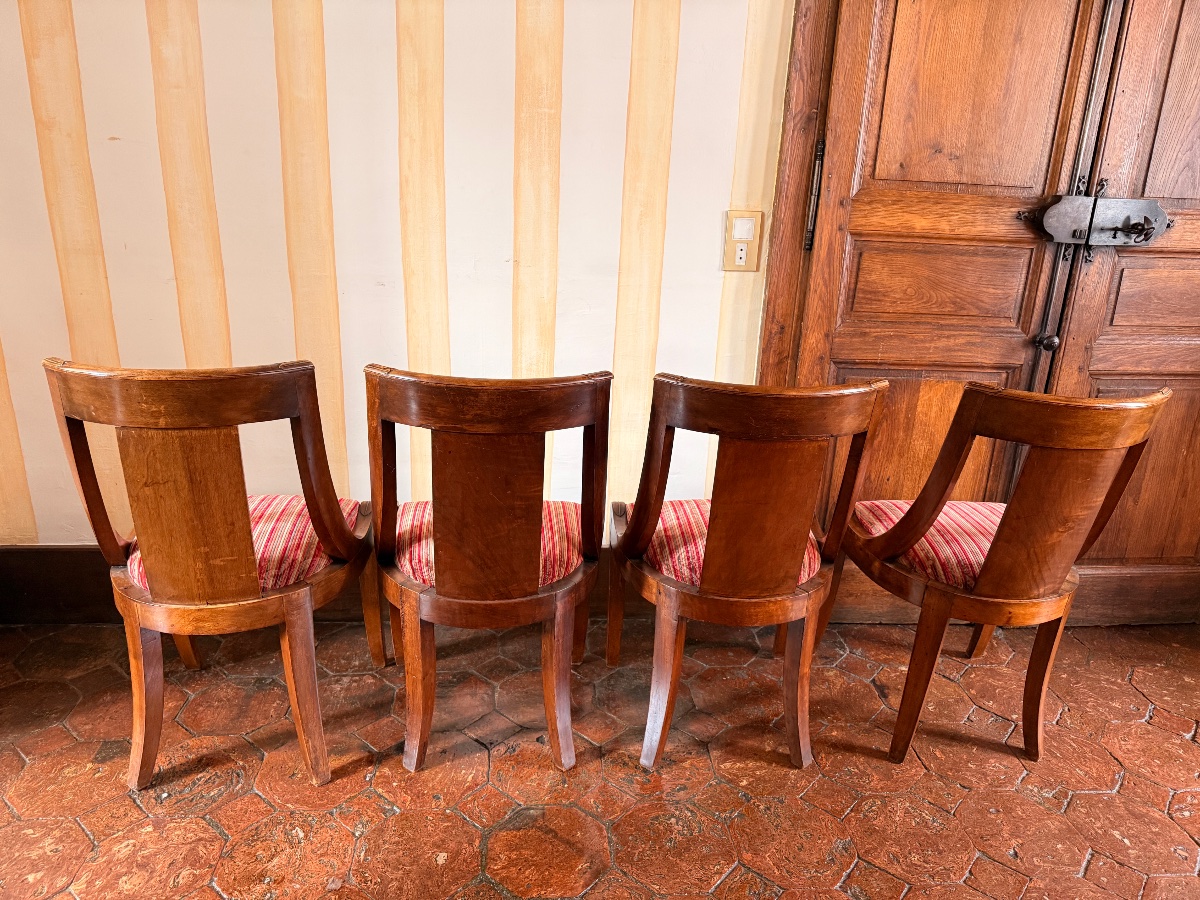 Suite de quatre chaises Empire en acajou. -photo-2