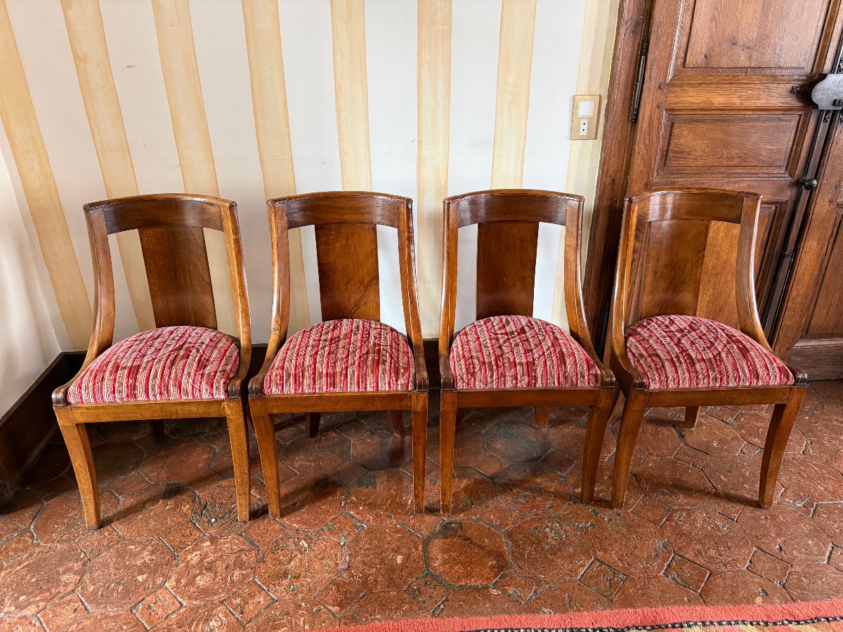 Suite de quatre chaises Empire en acajou. -photo-4