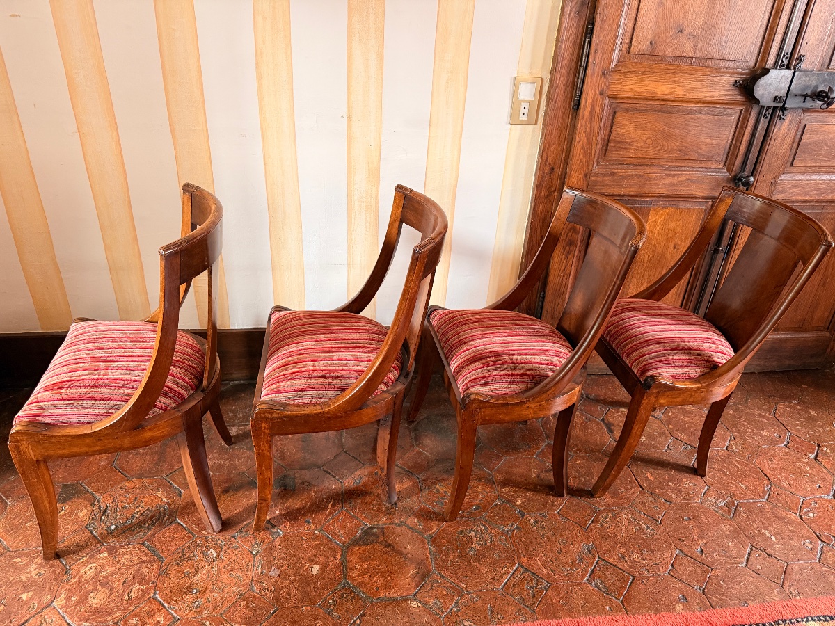 Suite de quatre chaises Empire en acajou. -photo-2