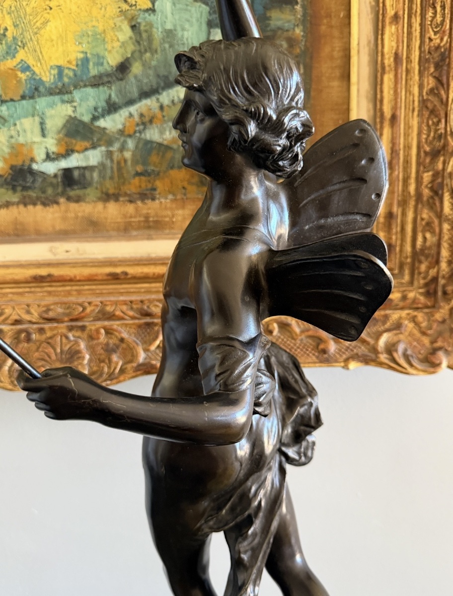 Large Bronze Salon Sculpture "young Ephebe" By Edouard Drouot (1859–1945). -photo-7