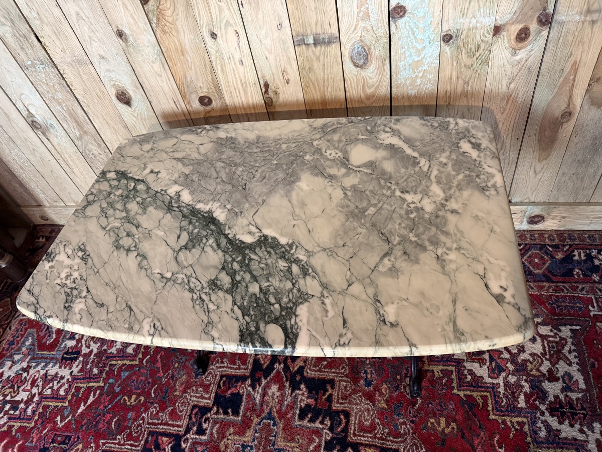 Large Bistro Table Made Of Marble And Cast Iron. -photo-2