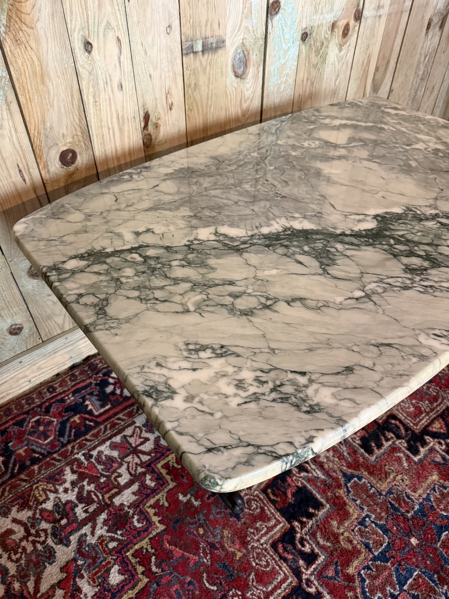 Large Bistro Table Made Of Marble And Cast Iron. -photo-3