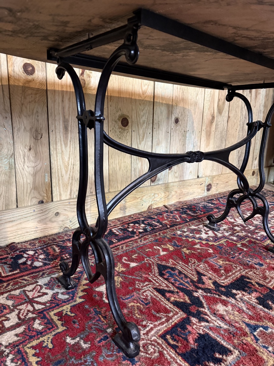 Large Bistro Table Made Of Marble And Cast Iron. -photo-2