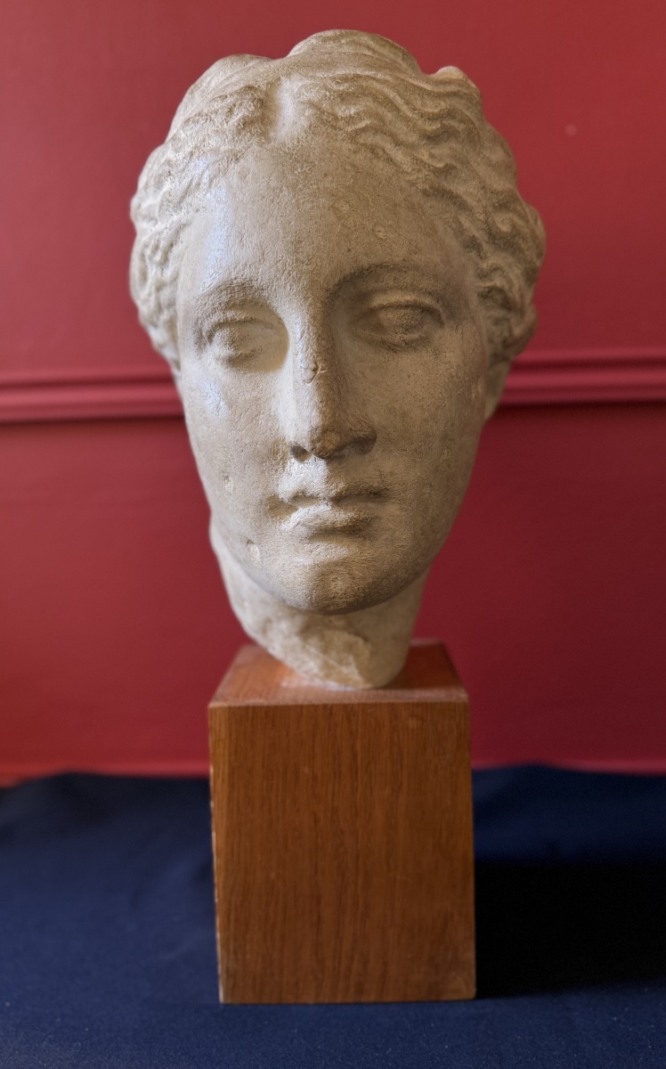 Stone Sculpture Depicting The Goddess Hygieia. Mid-20th Century. -photo-3