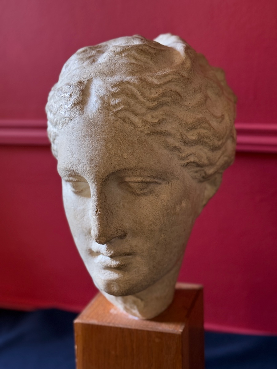Stone Sculpture Depicting The Goddess Hygieia. Mid-20th Century. -photo-4