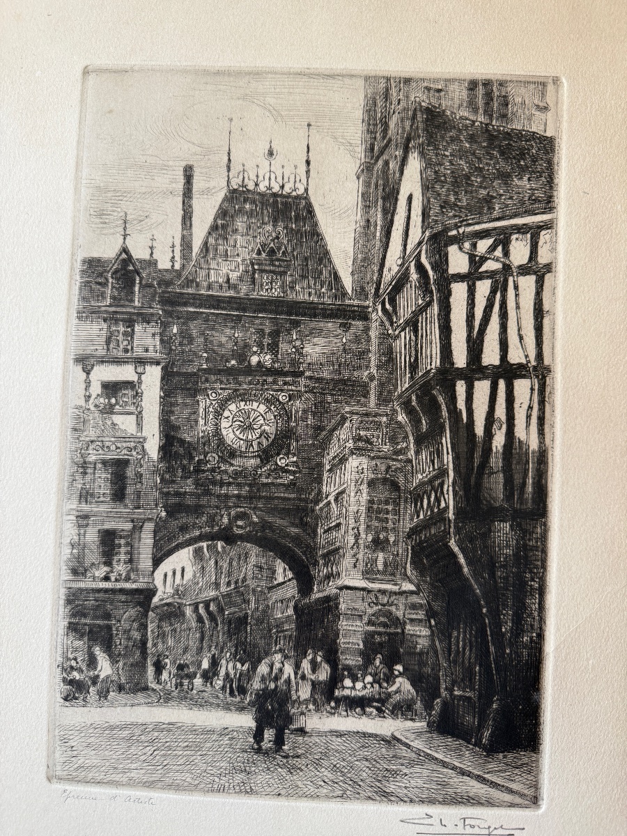 Charles Forget (1886–1960) Collection Of 15 Original Etchings. Views Of France. -photo-2