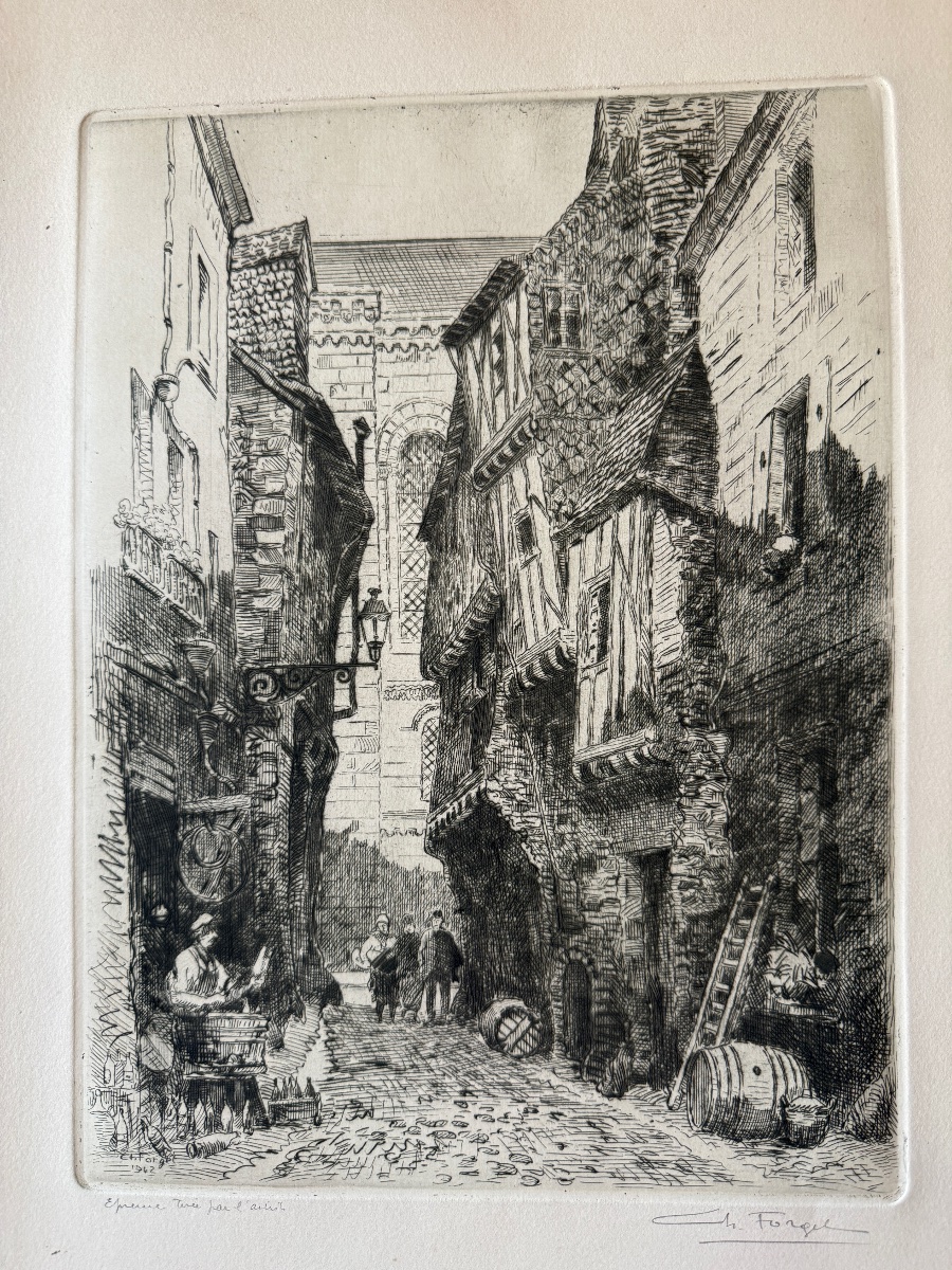 Charles Forget (1886–1960) Collection Of 15 Original Etchings. Views Of France. -photo-4