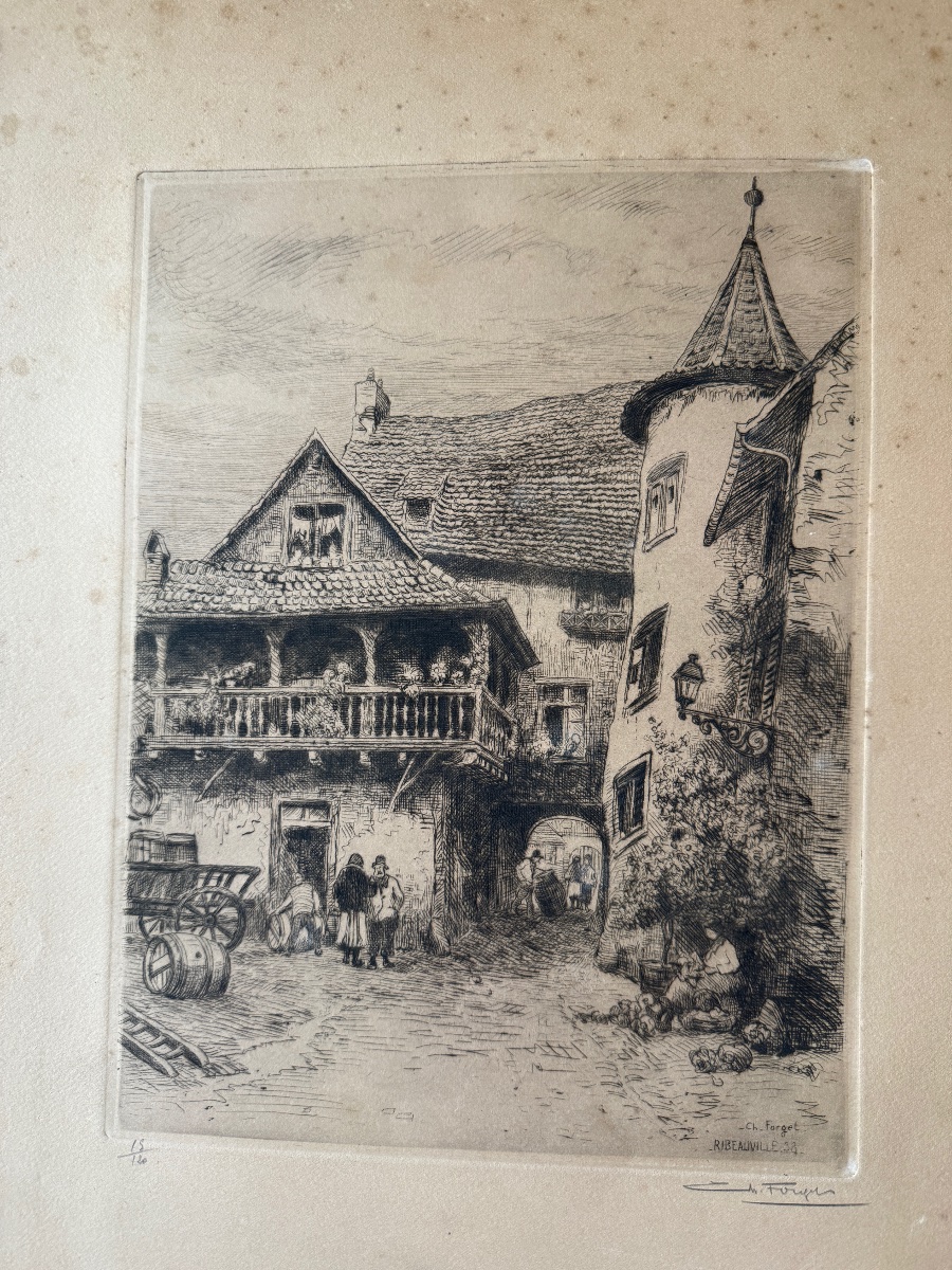 Charles Forget (1886–1960) Collection Of 15 Original Etchings. Views Of France. -photo-1