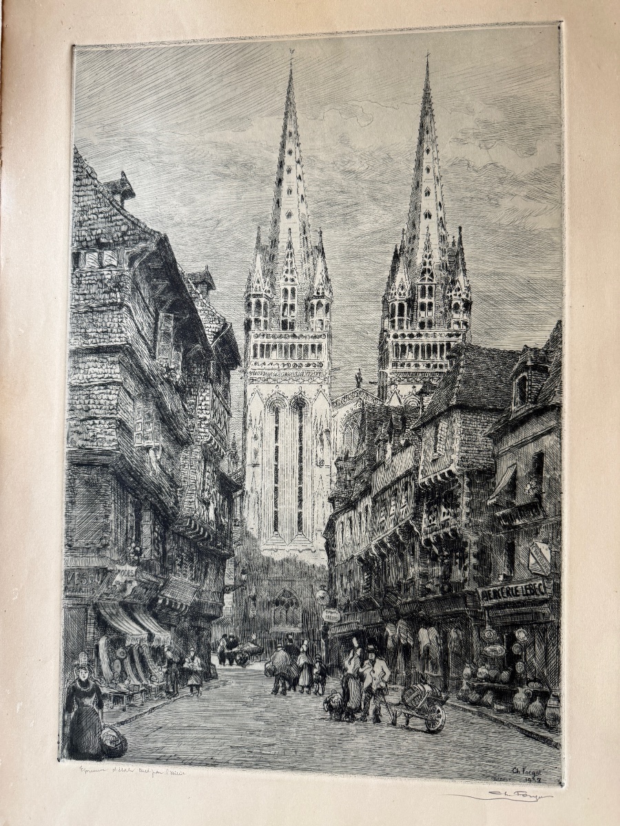 Charles Forget (1886–1960) Collection Of 15 Original Etchings. Views Of France. 