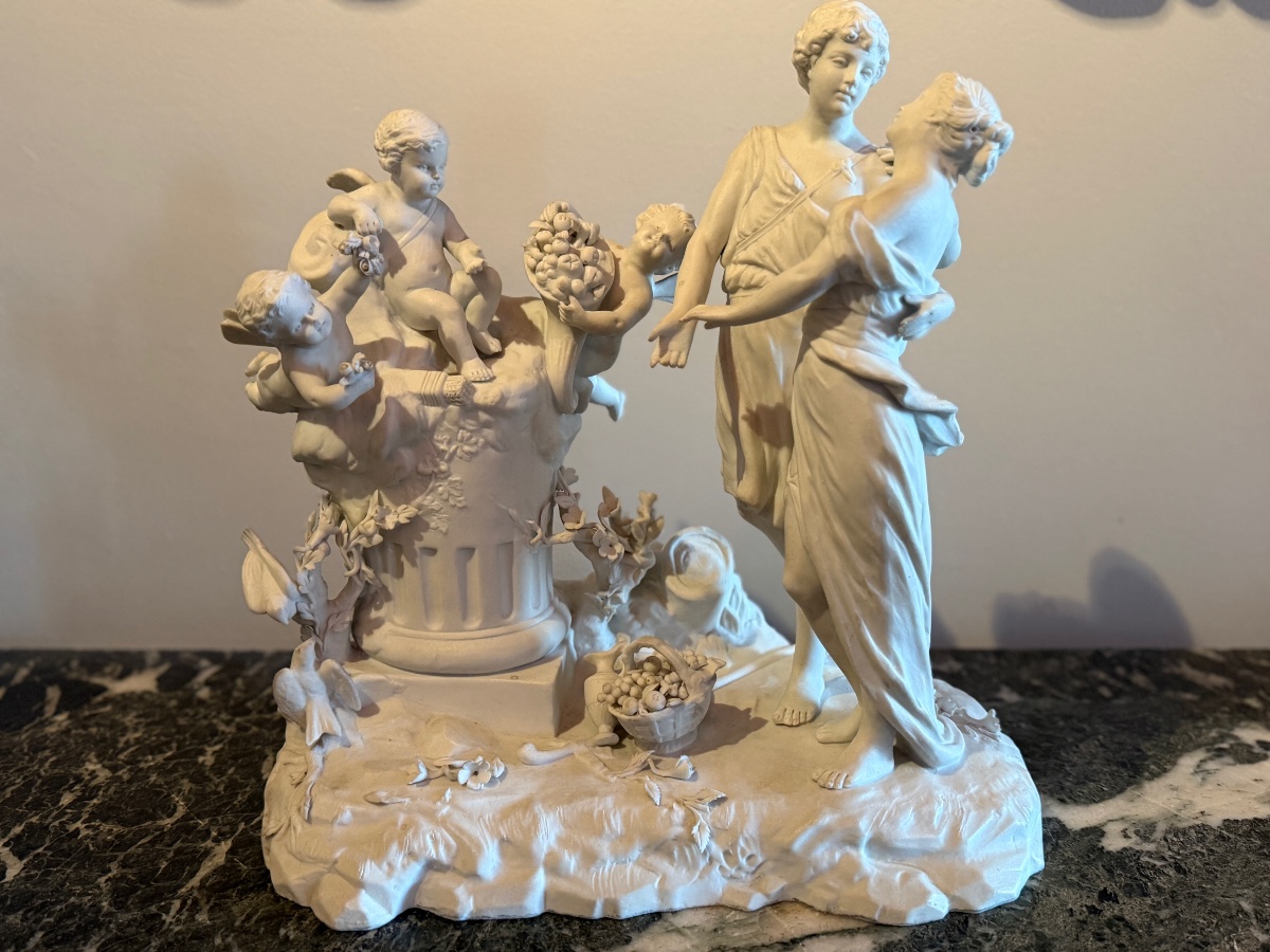 Sèvres. Bisque Porcelain Set Titled "the Lovers And The Three Graces." 18th Century. -photo-2