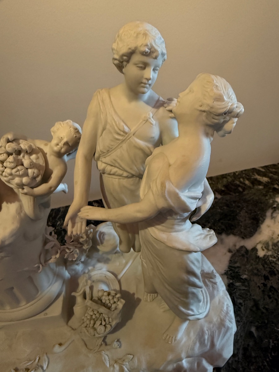 Sèvres. Bisque Porcelain Set Titled "the Lovers And The Three Graces." 18th Century. -photo-3