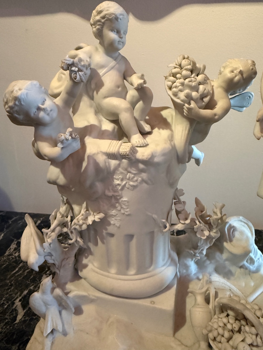 Sèvres. Bisque Porcelain Set Titled "the Lovers And The Three Graces." 18th Century. -photo-4