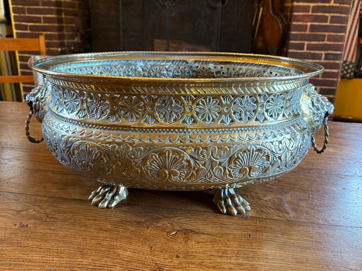 19th-century Openwork Brass Planter. 