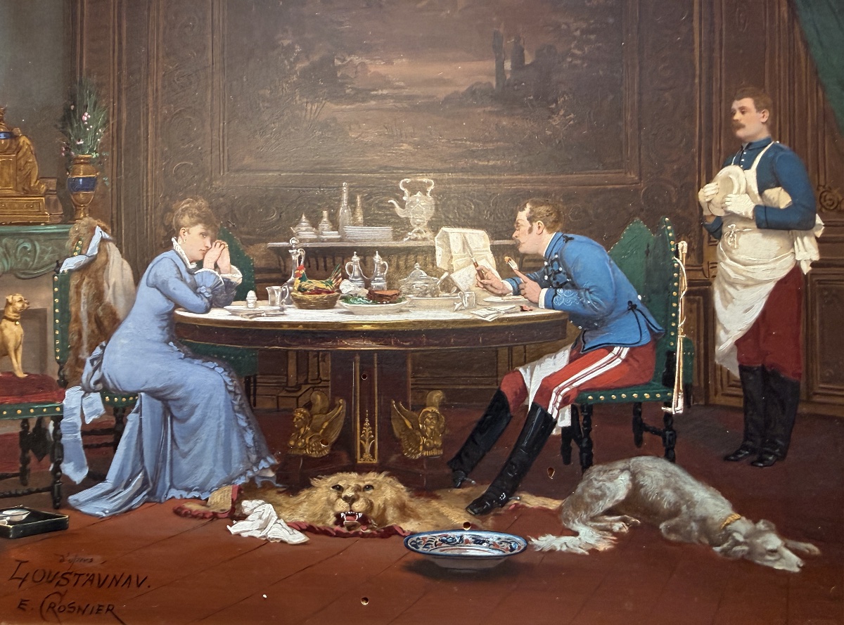 E.CROSNIER. D'après Louis-Auguste Loustaunau (1846-1898) " La lecture du matin". -photo-2