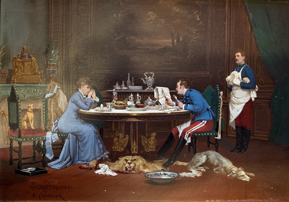 E.CROSNIER. D'après Louis-Auguste Loustaunau (1846-1898) " La lecture du matin". 